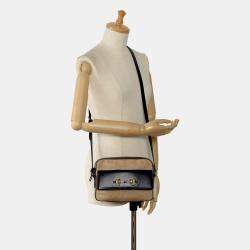 Pre Owned حقيبة كاميرا غوتشي بلو براون 1955 مع جيب وقفل معدني