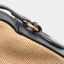 Pre Owned حقيبة كاميرا غوتشي بلو براون 1955 مع جيب وقفل معدني