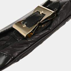 Pre Owned حقيبة يد غوتشي سلسلة كوين جلد أسود