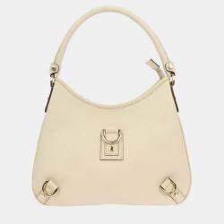 مملوكة مسبقًا Gucci White Leather Abbey D Ring Handbag