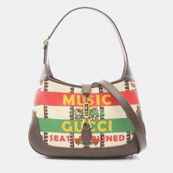 Pre Owned Gucci Music is Mine Jackie 1961 Beige, Brown, Multicolor Canvas, Leather Hobo Bag
