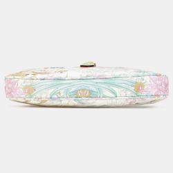 Pre Owned Gucci White Yuko Higuchi Small Calfskin  Floral Print Jackie 1961