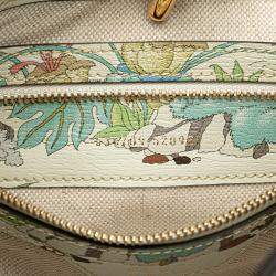 Pre Owned Gucci White Yuko Higuchi Small Calfskin  Floral Print Jackie 1961