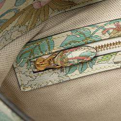 Pre Owned Gucci White Yuko Higuchi Small Calfskin  Floral Print Jackie 1961