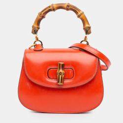 مملوكة مسبقًا Gucci Orange Mini Calfskin 1947 Bamboo Top Handle Bag