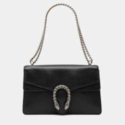 Pre Owned حقيبة كتف غوتشي ديونيسوس جلد أسود صغيرة