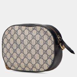 Pre Owned حقيبة كتف غوتشي سلسلة جي جي سوبرم صغيرة أزرق بني