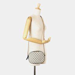 Pre Owned حقيبة كتف غوتشي سلسلة جي جي سوبرم صغيرة أزرق بني