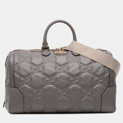 مملوكة مسبقًا Gucci Grey Medium GG Matelasse Leather Duffle Bag