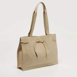 Pre Owned حقيبة يد غوتشي توت جلد بيج برباط