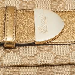 مملوكة مسبقًا Gucci Romy Buckle Beige/Bronze GG Canvas and Leather Clutch
