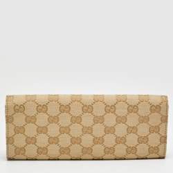 مملوكة مسبقًا Gucci Romy Buckle Beige/Bronze GG Canvas and Leather Clutch