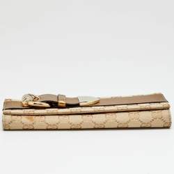 مملوكة م سبقًا Gucci Romy Buckle Beige/Bronze GG Canvas and Leather Clutch