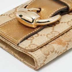 مملوكة مسبقًا Gucci Romy Buckle Beige/Bronze GG Canvas and Leather Clutch