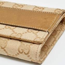 مملوكة مسبقًا Gucci Romy Buckle Beige/Bronze GG Canvas and Leather Clutch