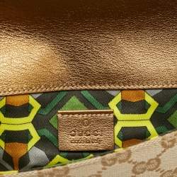مملوكة مسبقًا Gucci Romy Buckle Beige/Bronze GG Canvas and Leather Clutch
