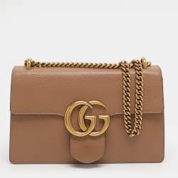 Pre Owned حقيبة كتف غوتشي جي جي مارمونت جلد بني