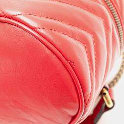 Pre Owned Gucci Red GG Marmont Round Matelasse Leather Backpack