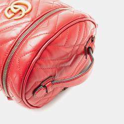 Pre Owned Gucci Red GG Marmont Round Matelasse Leather Backpack