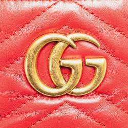 Pre Owned Gucci Red GG Marmont Round Matelasse Leather Backpack