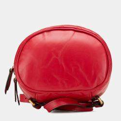 Pre Owned Gucci Red GG Marmont Round Matelasse Leather Backpack
