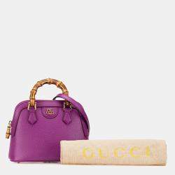 Pre Owned حقيبة غوتشي ديانا دوم بامبو جلد عجل دولار صغير أرجواني