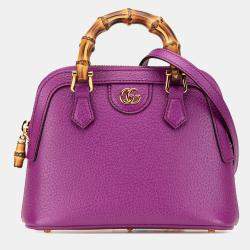مملوكة مسبقًا Gucci Purple Mini Dollar Calfskin Bamboo Diana Dome Satchel
