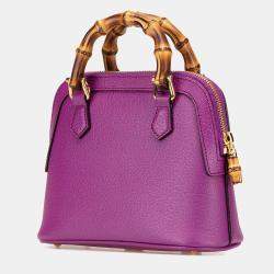 Pre Owned حقيبة غوتشي ديانا دوم بامبو جلد عجل دولار صغير أرجواني