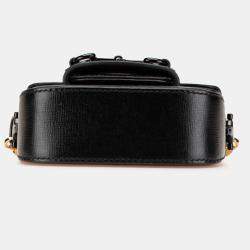 مملوكة مسبقًا حقيبة غوتشي ساتشيل ويب 1955 جلد أسود صغيرة بحلية معدنية