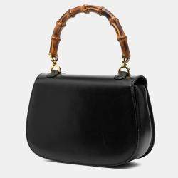Pre Owned Gucci Black Calfskin Bamboo Night