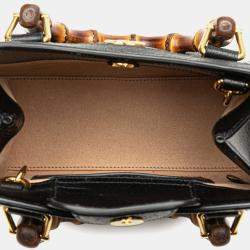 Pre Owned حقيبة ساتشل غوتشي ديانا جلد عجل أسود بامبو صغيرة