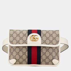 مملوكة مسبقًا Gucci Brown White GG Supreme Ophidia Belt Bag