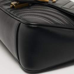 مملوكة مسبقًا Gucci GG Marmont Small Black Matelasse Leather Shoulder Bag