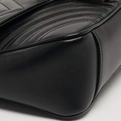 مملوكة مسبقًا Gucci GG Marmont Small Black Matelasse Leather Shoulder Bag