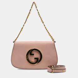 Pre Owned حقيبة غوتشي ساتشل سلسلة جلد عجل وردية