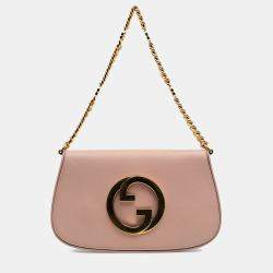 Pre Owned Gucci Pink Calfskin Blondie Chain Satchel