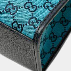 Pre Owned Gucci Blue Small GG Canvas Interlocking G Tote