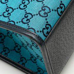 Pre Owned Gucci Blue Small GG Canvas Interlocking G Tote