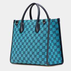 Pre Owned Gucci Blue Small GG Canvas Interlocking G Tote