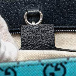 Pre Owned Gucci Blue Small GG Canvas Interlocking G Tote