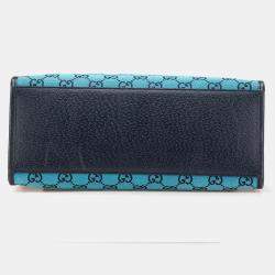 Pre Owned Gucci Blue Small GG Canvas Interlocking G Tote