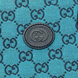 Pre Owned Gucci Blue Small GG Canvas Interlocking G Tote