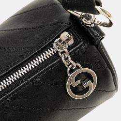 مملوكة مسبقًا حقيبة كتف غوتشي جلد أسود صغيرة بلوندي برميل