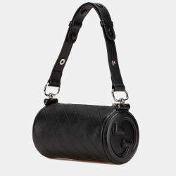 مملوكة مسبقًا حقيبة كتف غوتشي جلد أسود صغيرة بلوندي برميل