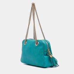 مملوكة مسبقًا حقيبة غوتشي كتف سلسلة جلد أزرق سحاب سوهو