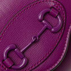 Pre Owned Gucci Purple Mini Leather Horsebit 1955 Web Crossbody