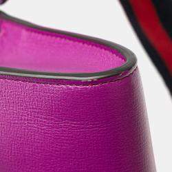 Pre Owned Gucci Purple Mini Leather Horsebit 1955 Web Crossbody