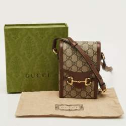 مملوكة مسبقًا Gucci Horsebit 1955 Brown/Beige GG Supreme Canvas Crossbody Bag