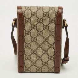مملوكة مسبقًا Gucci Horsebit 1955 Brown/Beige GG Supreme Canvas Crossbody Bag