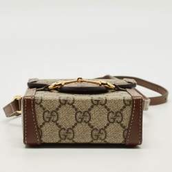 مملوكة مسبقًا Gucci Horsebit 1955 Brown/Beige GG Supreme Canvas Crossbody Bag